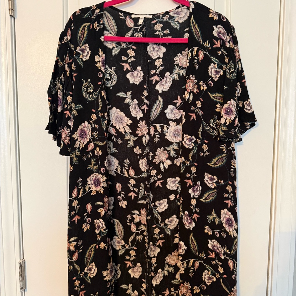 Maurices Black and Purple Floral Cardigan